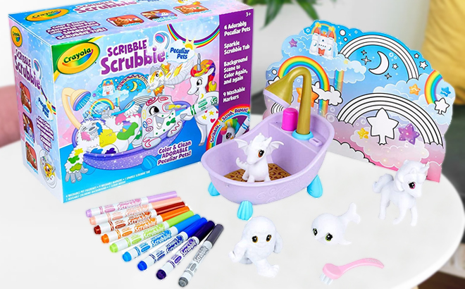 Crayola Scribble Scrubbie Peculiar Pets Set on a Table