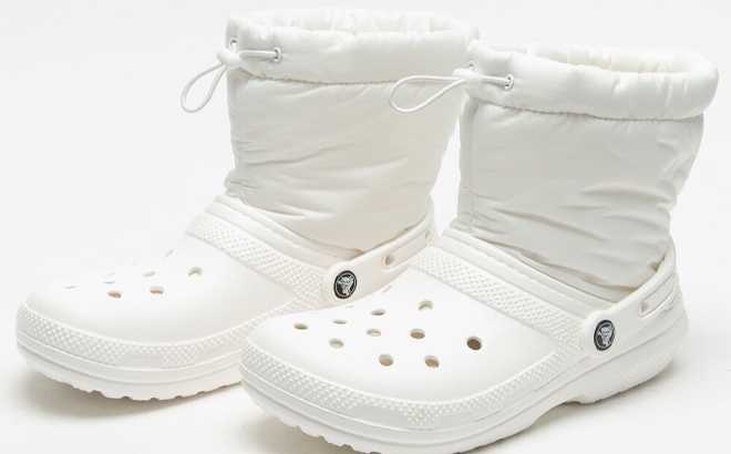 Crocs Classic Lined Neo Puff Boots in White Color Crocs Classic Lined Neo Puff Boots