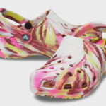 Crocs Classic Marbled Tie Dye Clog on a Gray Background