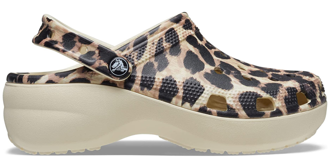 Crocs Classic Platform Clogs Bone Leopard Animal Remix