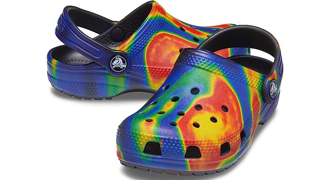 Crocs Classic Tie Dye Clogs in Navy and Black Colors
