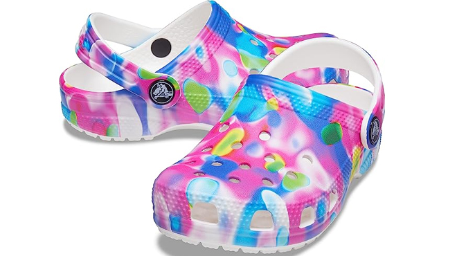 Crocs Classic Tie Dye Clogs in Pink and White Colors