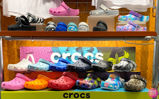 Crocs Kids and Adult Clogs on Shelf 1