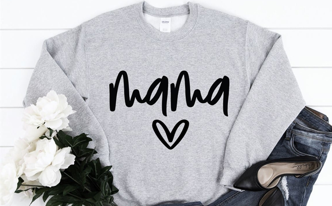 Custom Oversized Mama Sweatshirts in Gray Color Custom Oversized Mama Sweatshirts in Gray Color