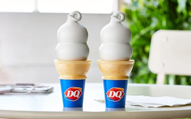 Two Dairy Queen Cones on a Table 1