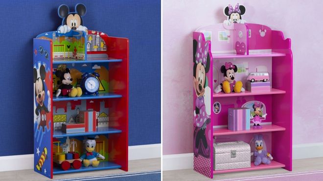 Delta Children Disney Mickey and Minnie Mouse Wooden Playhouse 4 Shelf Bookcase