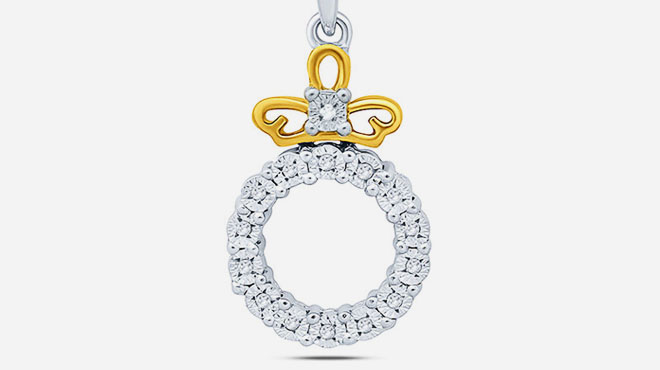 Diamond Ribbon and Open Circle Pendant in Sterling Silver with 14K Gold Plate