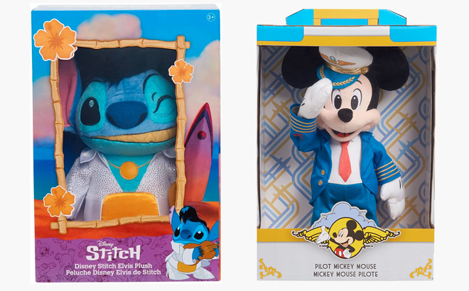 Disney Elvis Stitch Collector Plush Stuffed Animal and Disney Mickey Mouse One Walts Plane Pilot Mickey Mouse