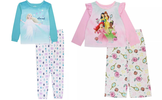 Disney Girls Frozen T shirt Pajama 2 Piece Set