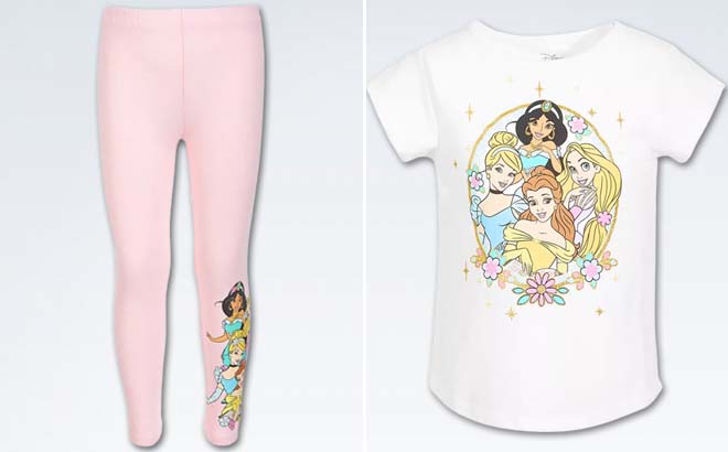 Disney Little Girls Relaxed Fit Leggings Little Girls Princess Group T Shirt
