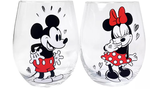 Disney Mickey Minnie Wine Glass