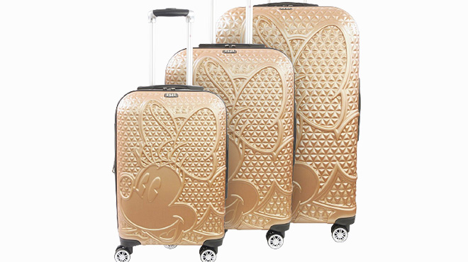 Disney Minnie Mouse Taupe Expandable Spinner Three Piece Luggage Set
