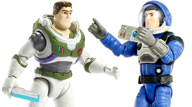Disney Pixar Lightyear 12 Inch Figure Alpha Buzz on the Left and XL 14 Buzz on the Right