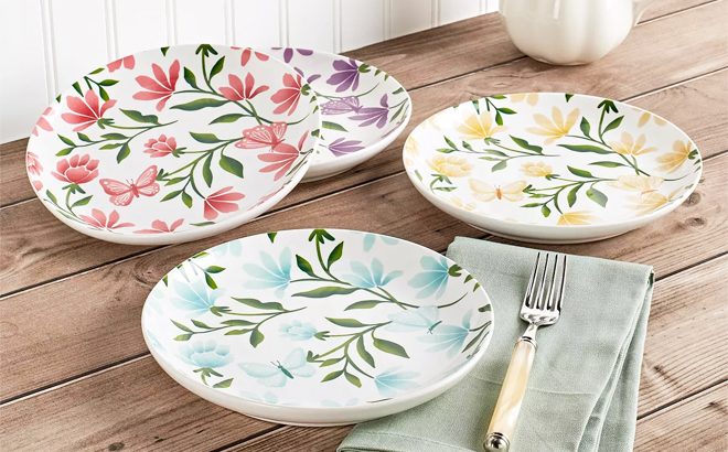 Dolly Parton Floral Butterfly Salad Plates 4 Piece Set