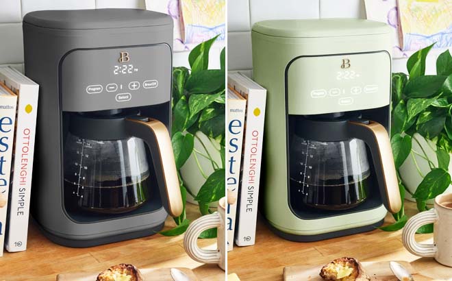 Drew Barrymore 14 Cup Programmable Coffee Maker Oyster Grey and Sage Green
