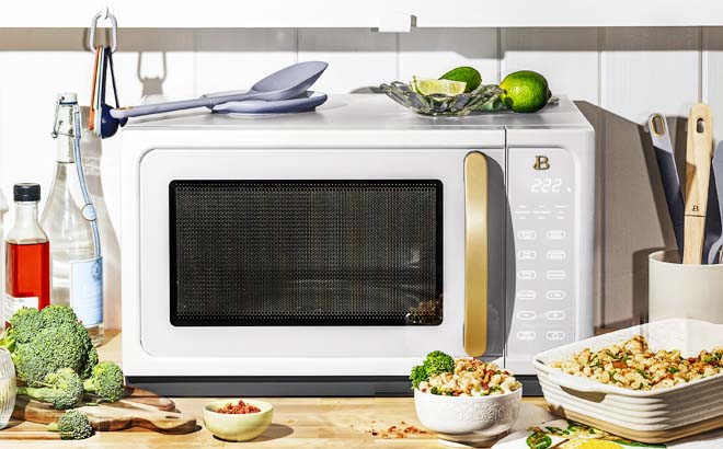 Drew Barrymore Microwave Oven in White