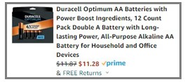 Duracell Amazon Checkout Screenshot