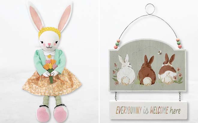 Easter Bunny Girl Plush Table Decor Easter Everybunny is Welcome Wall decor