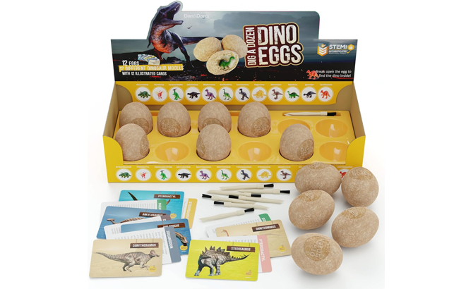 Easter Dig a Dozen Dino Egg Dig Kit for Kids on a White Background