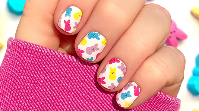 Easter Nail Wraps in Marshmallow Bunnies Design