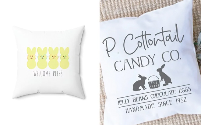 Easter Pillow Covers Welcome Peeps and Cottontail