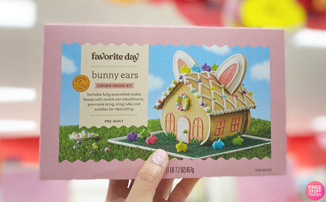 Woman Holding an Easter Pre Built Bunny House Kit at Target Store