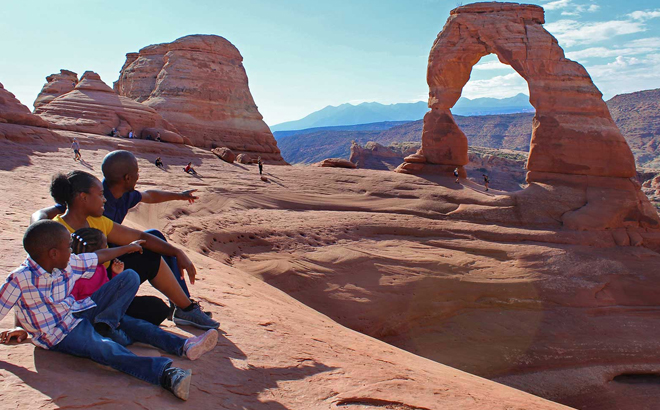 FREE National Park Entrance Days showing La Sal Mountains in Utah