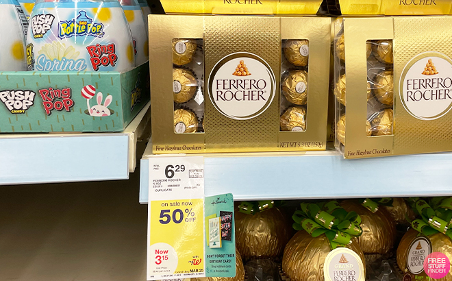 Ferrero Rocher Chocolates 5 3 oz on a Shelf