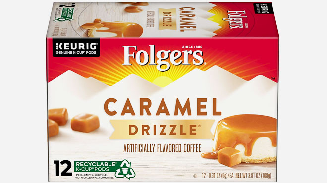 Folgers Caramel Drizzle Flavored Coffee 72 Keurig K Cup Pods