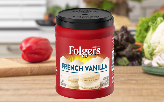 Folgers French Vanilla Ground Coffee on a Table