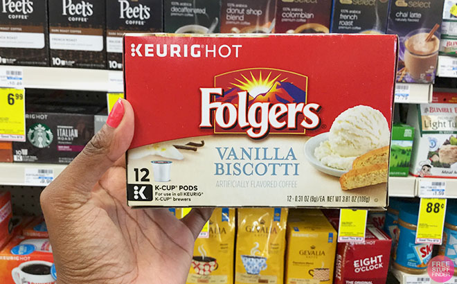 Folgers Vanilla Biscotti Flavored Coffee 72 Keurig K Cup Pods