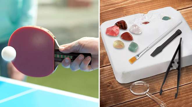 Franklin Sports Tennis Paddle and Discovery Mindblown Toy Excavation Kit