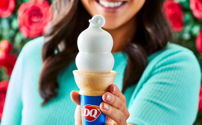 A Person Holding a Free Cone at Dairy Queen