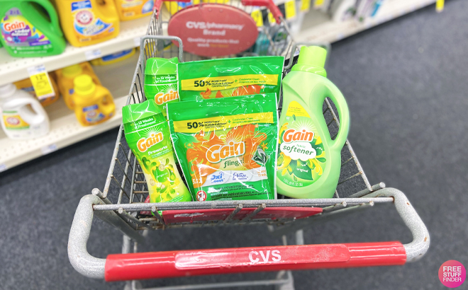 Gain Flings Fireworks and Fabric Softener in a CVS Shopping Cart