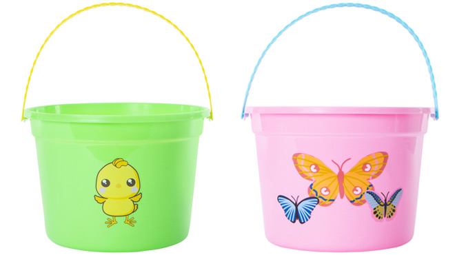 Green and Pink Plastic Easter Baskets