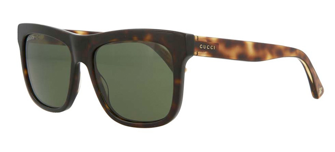 Gucci Havana Green Rectangle Sunglasses