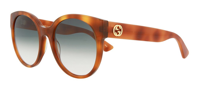 Gucci Havana Green Round Cat Eye Sunglasses
