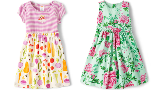 Gymboree Girls Vegetable Dress on the Left Gymboree Girls Floral Dress on the Right