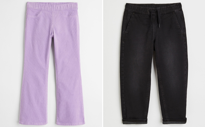 HM Girls Flared Corduroy Pants and Boys Lined Denim Joggers