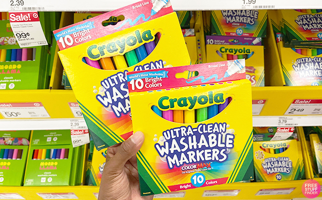 Hand Holding Crayola 10ct Washable Markers Broad Line