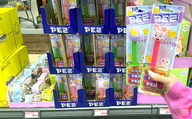 Hand holding PEZ Easter Candies