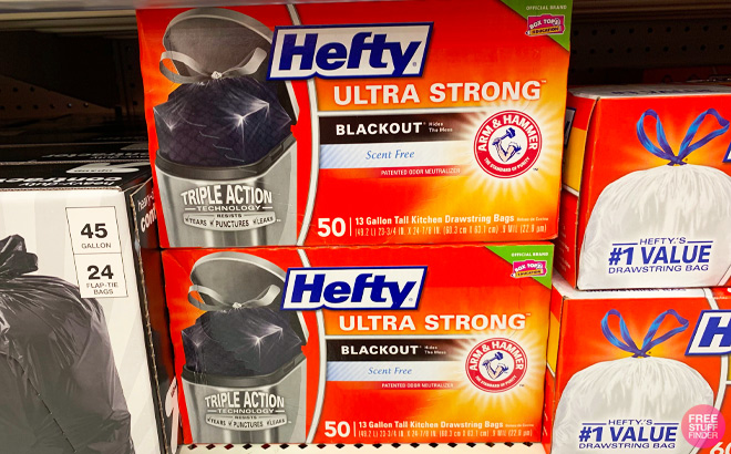 Hefty Ultra Strong Scent Free Blackout Trash Bags 50 Count