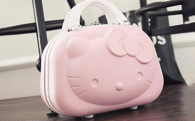 Pink Hello Kitty Cosmetic Case Box on the Floor