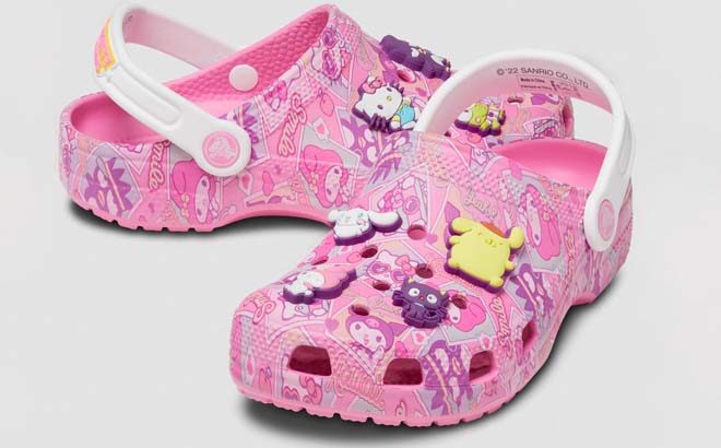 Hello Kitty and Friends Adult Classic Clogs on Grey Background