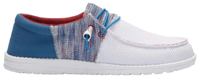 Hey Dude Mens Wally Sox Funk Shoes Blue Red Color