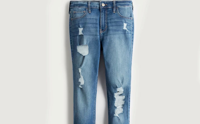 Hollister Mid Rise Ripped Skinny Jeans 1