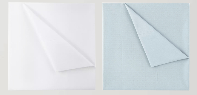 Home Expressions Microfibe Sheet Set in Cool White and Pastel Aqua Colors