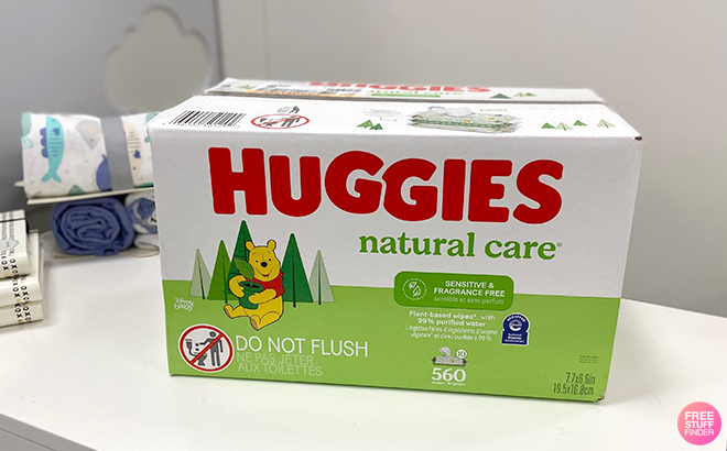 Huggies Natural Care Baby Wipes 560 Count on a Shelf