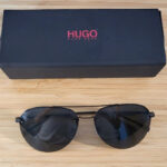 Hugo Boss Matte Black Modern Aviator Sunglasses with a Box