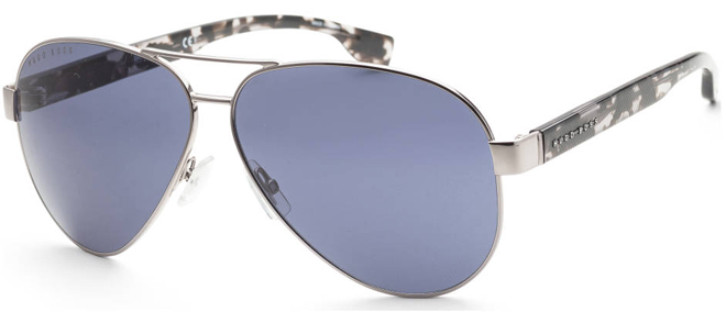 Hugo Boss Ruthenium Aviator Sunglasses with Crystal Havana Temples Hugo Boss Ruthenium Aviator Sunglasses with Crystal Havana Temples